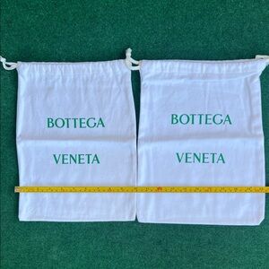 Bottega Veneta White Drawstring Dust Bags with Green Logo (Pair)